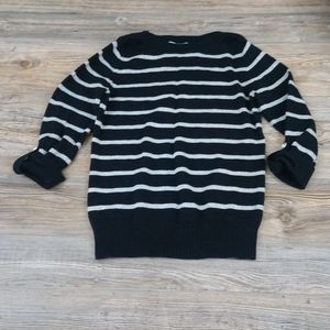Cozy Striped Sparkly Knit Button Detail Sweater Top